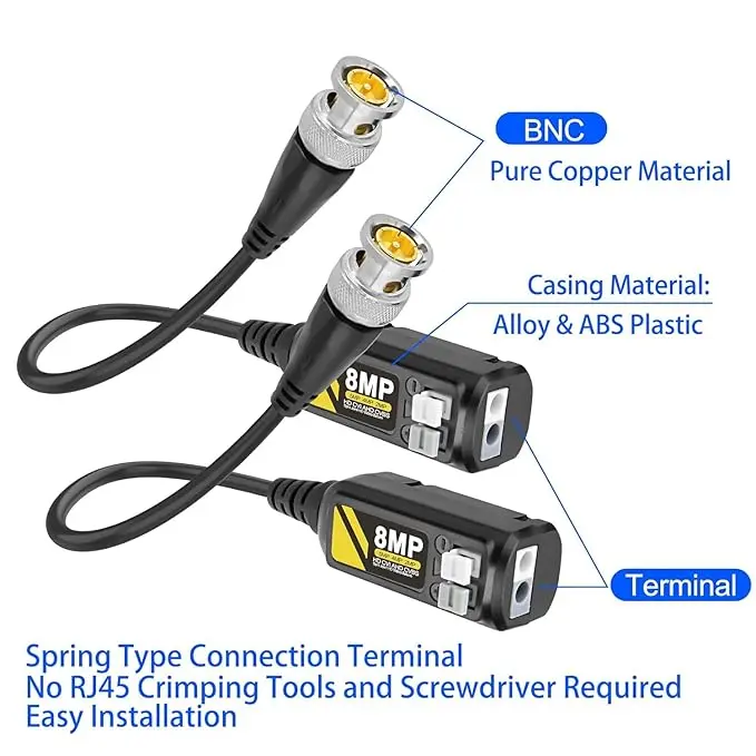 VIDEO BALUN 8MP YELLOW HEAVY