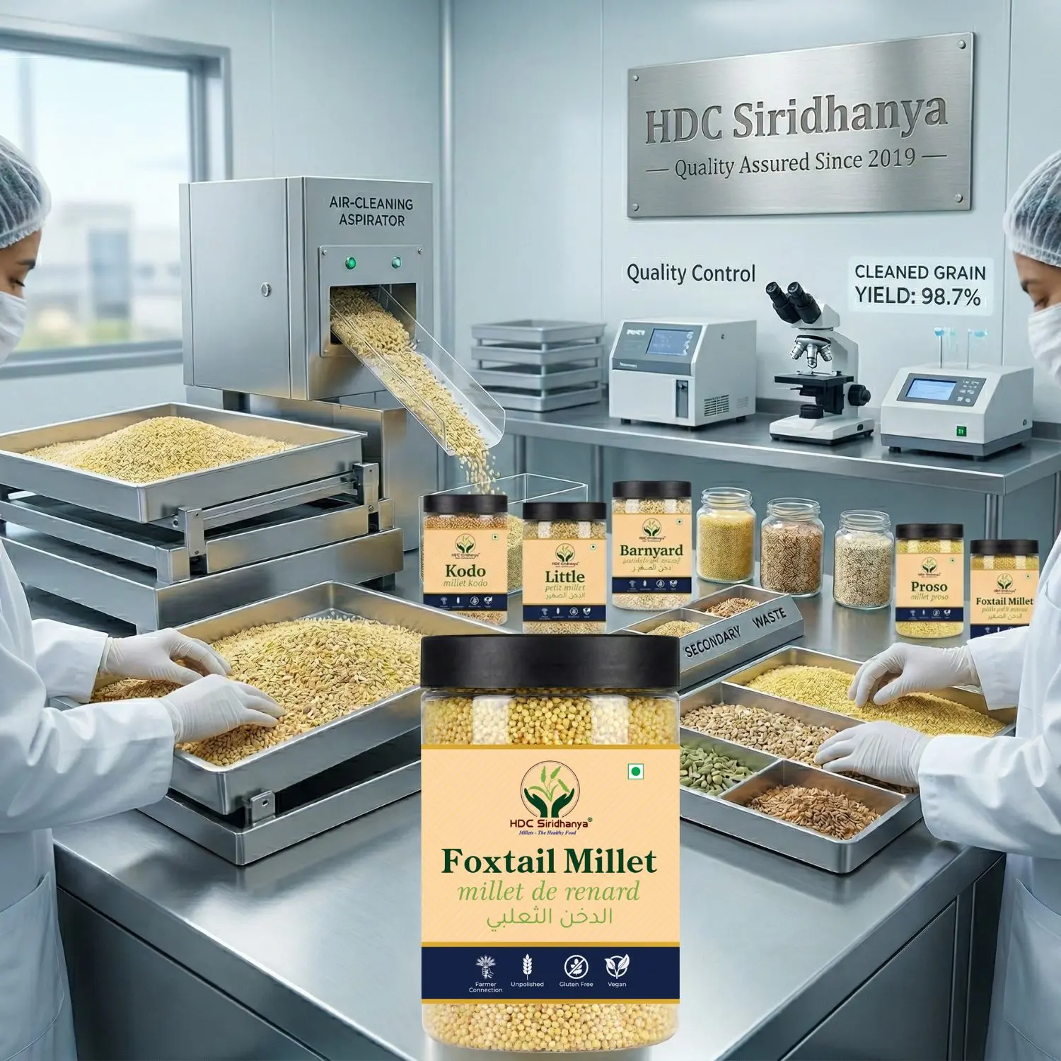 HDC Siridhanya Unpolished five positive millets combo pack 5 | Kodo, Little, Foxtail, Barnyard and Browntop | Sourced From Andhra Pradesh