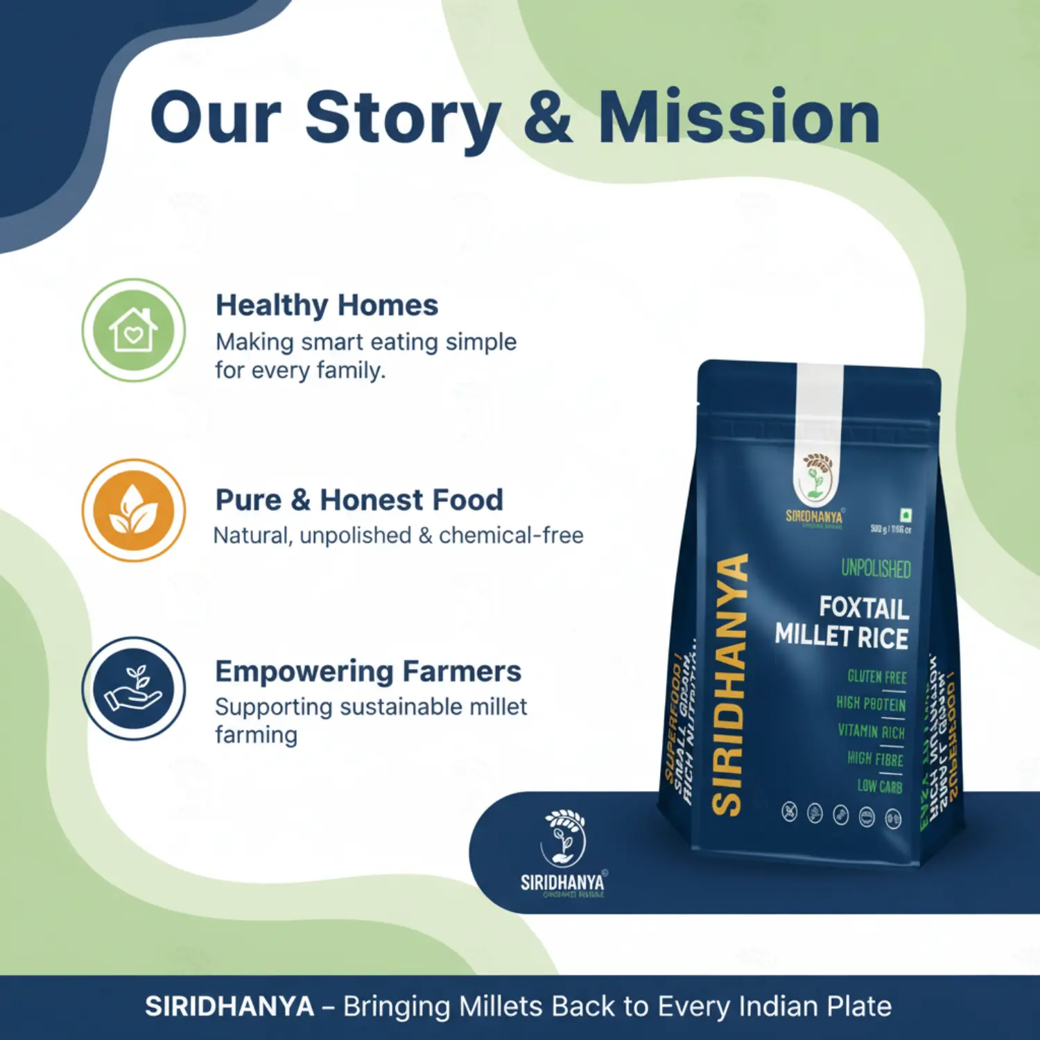 Siridhanya Unpolished millets whole grains Combo Pack (5 x 500g) – Foxtail, Kodo, Little, Barnyard, Browntop | Low GI, Gluten-Free, High Fibre & Plant based Protein | Natural Healthy Grain for healthy life wt. 2.5kg