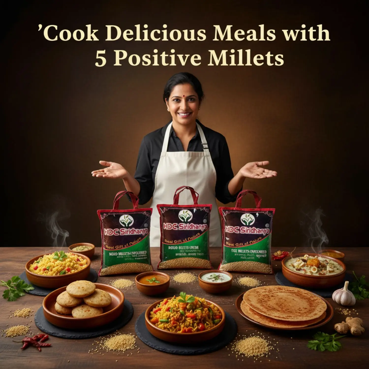 HDC Siridhanya Unpolished five positive millets combo pack 5 | Kodo, Little,Foxtail, Barnyard & Browntop | Vacuum packed, Sourced from Karnatka (India)