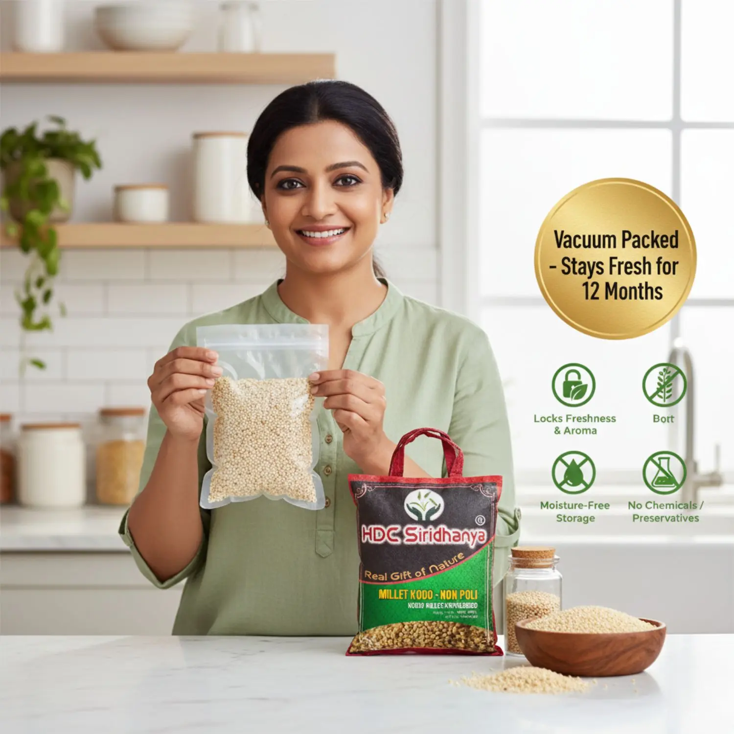 HDC Siridhanya Unpolished five positive millets combo pack 5 | Kodo, Little,Foxtail, Barnyard & Browntop | Vacuum packed, Sourced from Karnatka (India)
