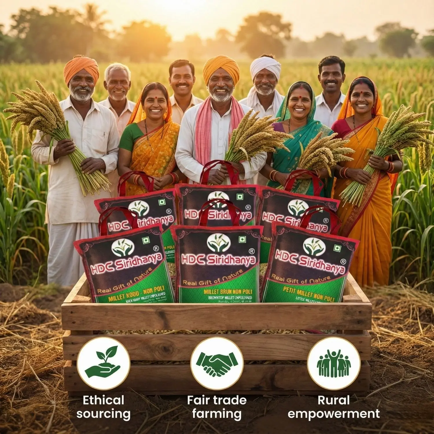 HDC Siridhanya Unpolished five positive millets combo pack 5 | Kodo, Little,Foxtail, Barnyard & Browntop | Vacuum packed, Sourced from Karnatka (India)