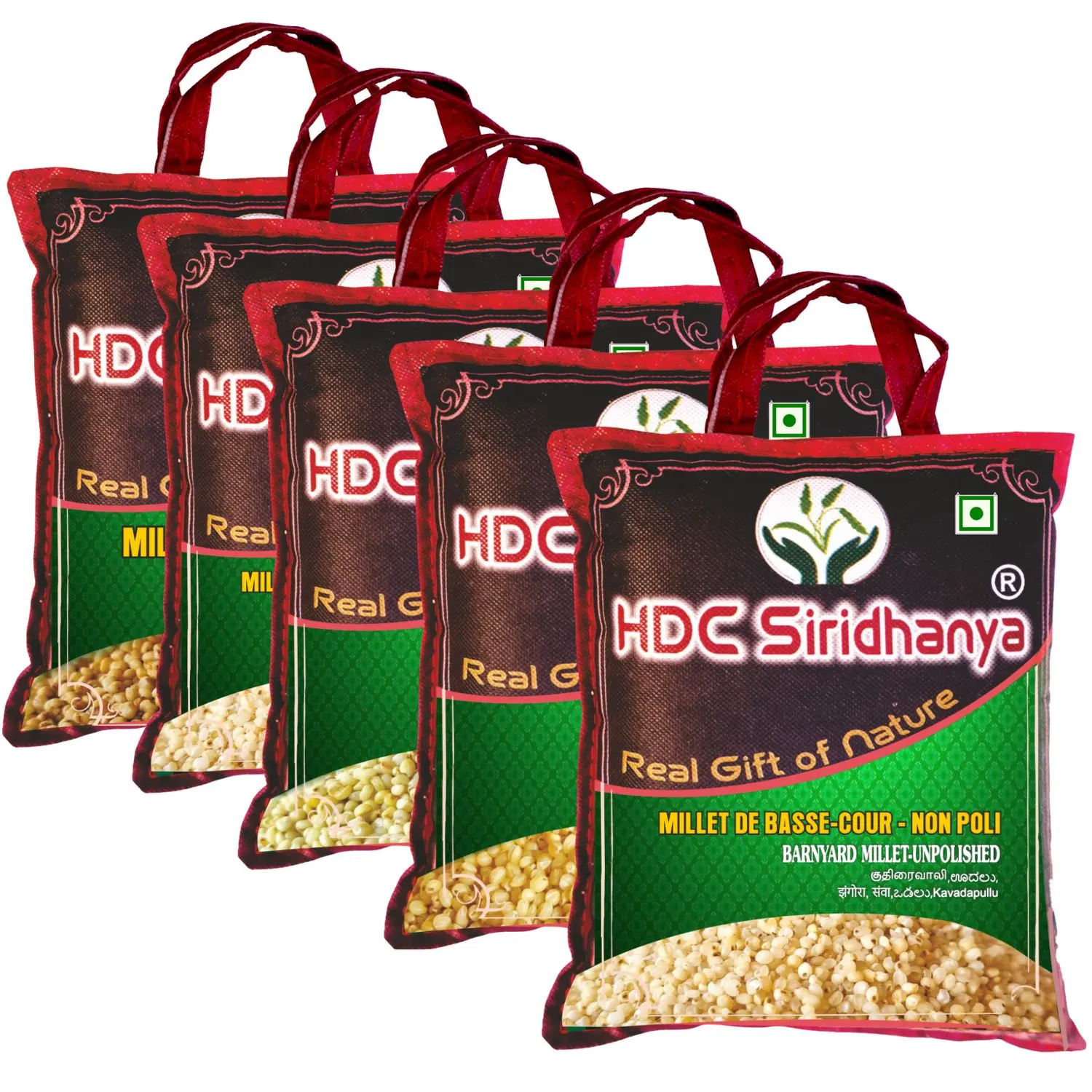 HDC Siridhanya Unpolished five positive millets combo pack 5 | Kodo, Little,Foxtail, Barnyard & Browntop | Vacuum packed, Sourced from Karnatka (India)
