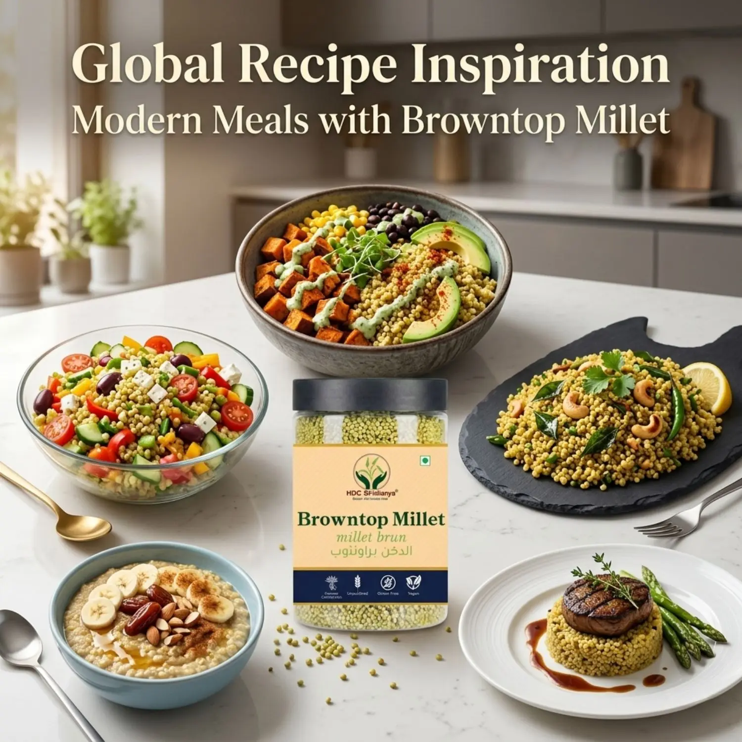 HDC Siridhanya Unpolished Millet Whole Grain, | Rich in Vitamin | Gluten Free | Non-GMO | Plant Based Protein| Packed in Jar |  Sourced from Karnatka (India)