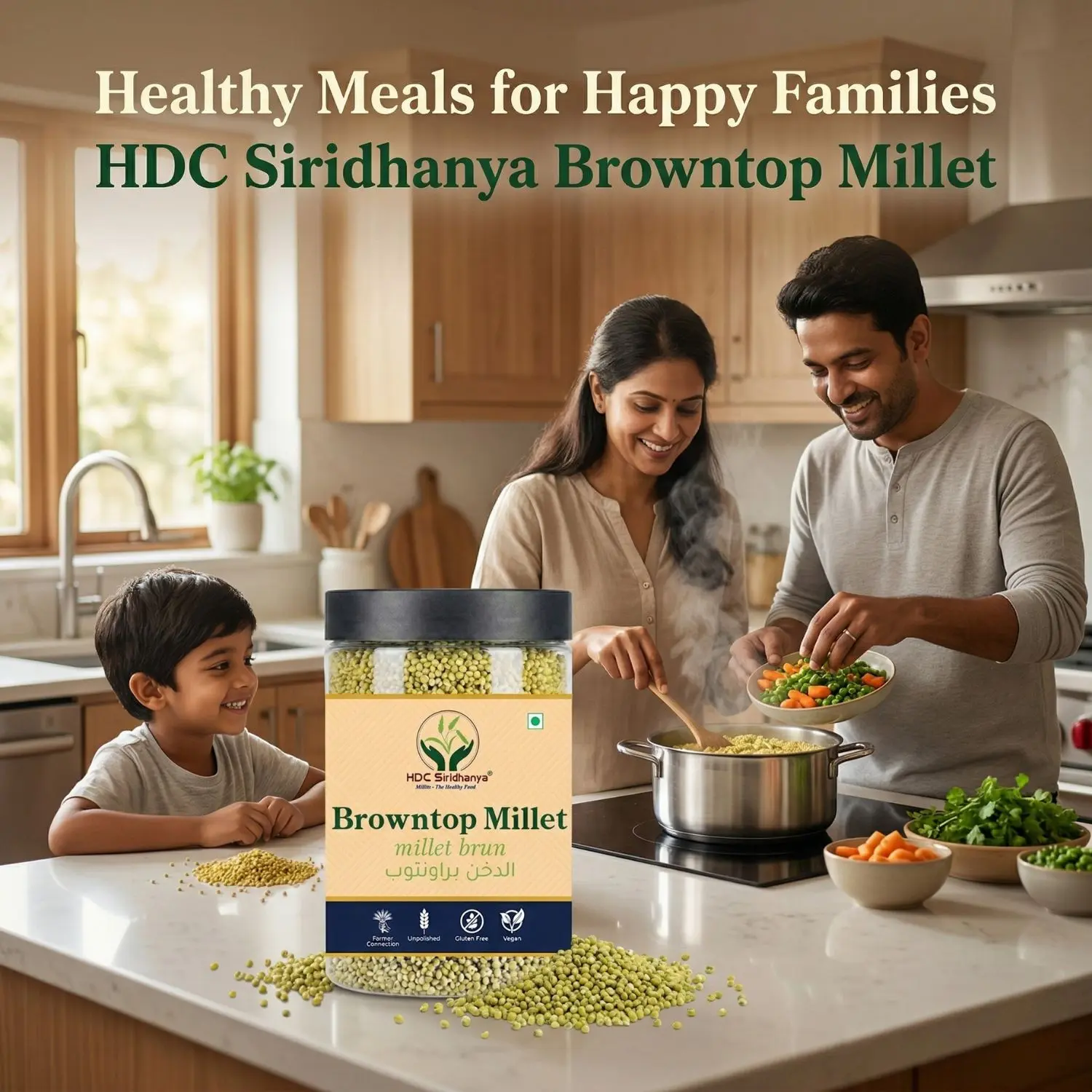 HDC Siridhanya Unpolished Millet Whole Grain, | Rich in Vitamin | Gluten Free | Non-GMO | Plant Based Protein| Packed in Jar |  Sourced from Karnatka (India)