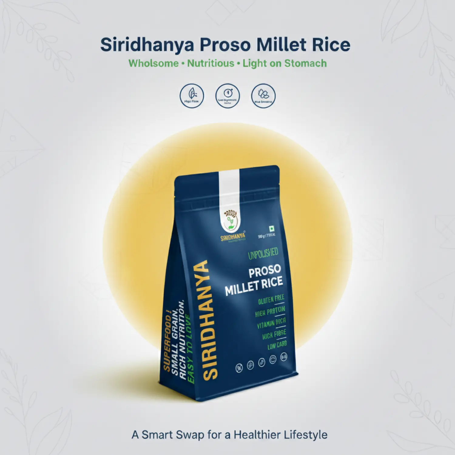 Siridhanya Unpolished millets whole grains Combo Pack (5 x 500g) – Foxtail, Kodo, Little, Barnyard, Proso | Low GI, Gluten-Free, High Fibre & Plant based Protein | Natural Healthy Grain for healthy life wt. 2.5kg